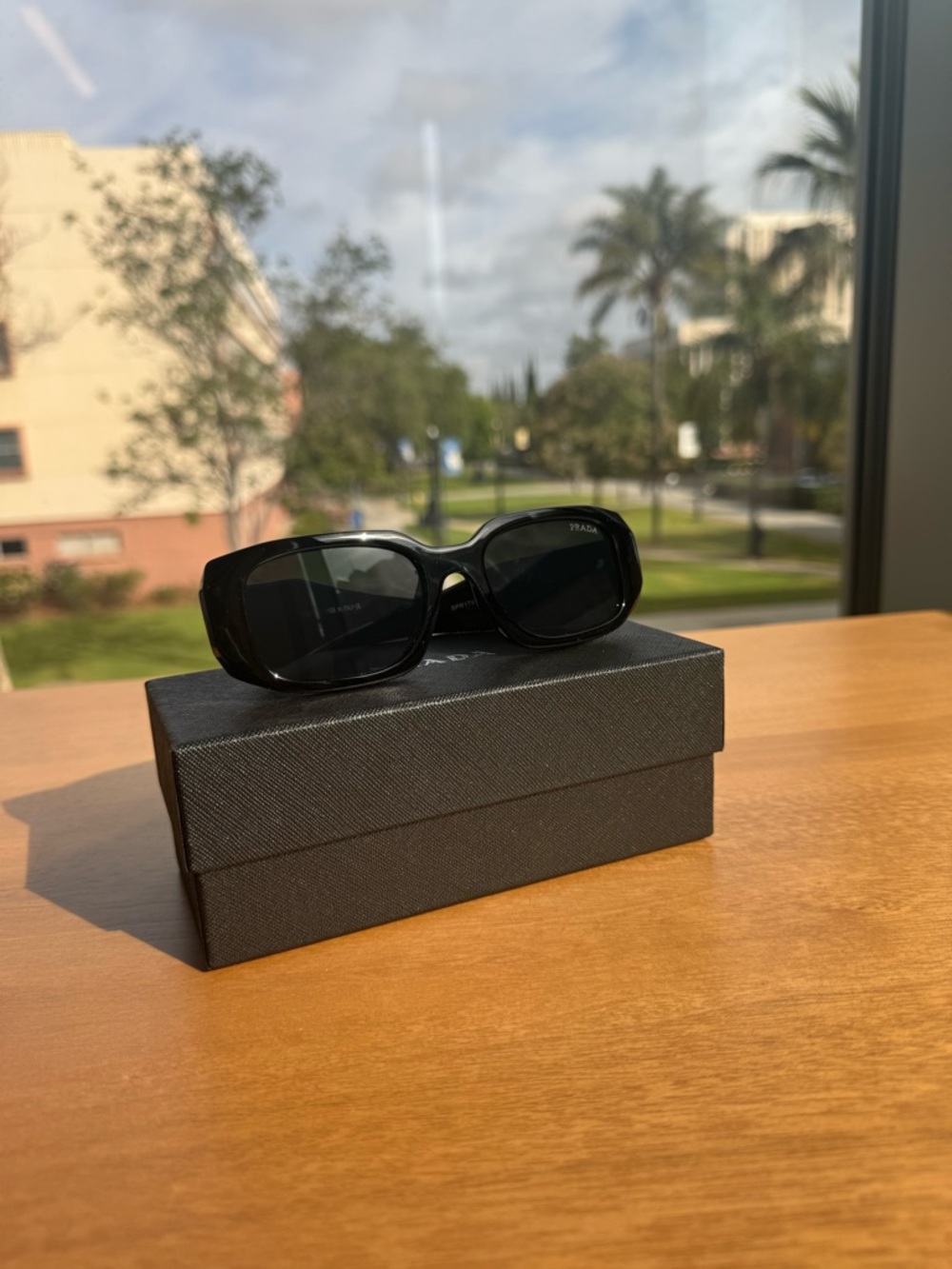 Prada Black Oversized Rectangular Men's Sunglasses - Picture 4 of 5